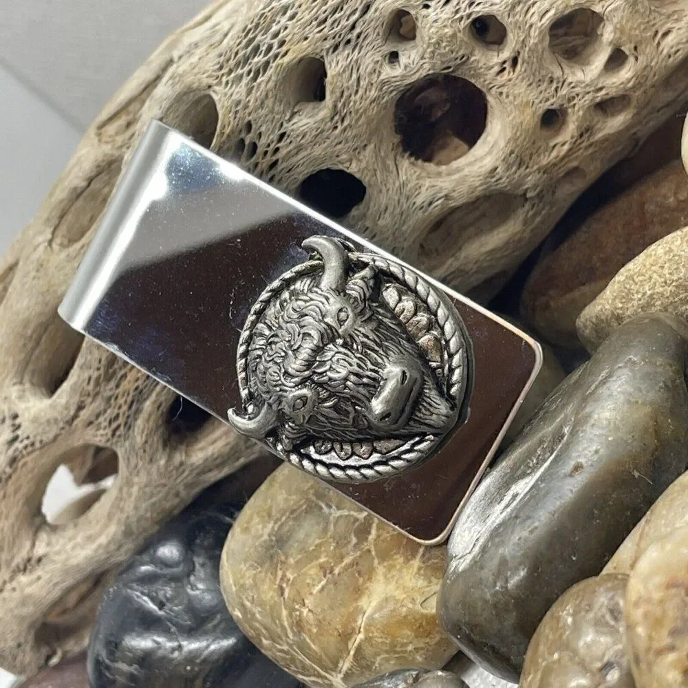 BUFFALO 3D Money Clip Stainless Steel Quality Wedding Party Gift FATHERS DAY NEW